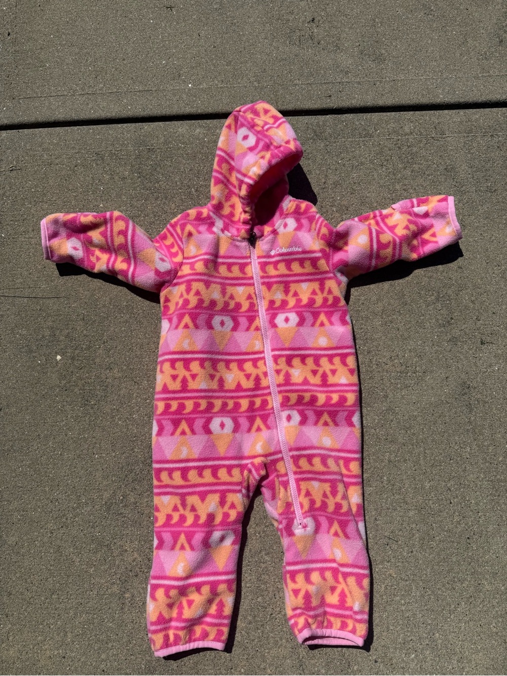 Columbia Pink & Yellow Patterned Fleece One-Piece snow Suit